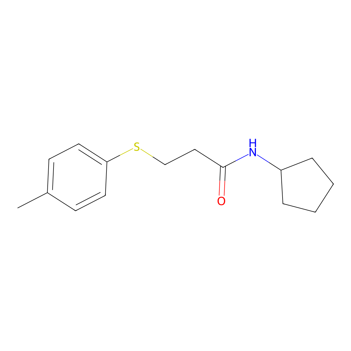 N-cyclopentyl-3-[(4-methylphenyl)sulfanyl]propanamide molecular structure, CAS 693813-35-3