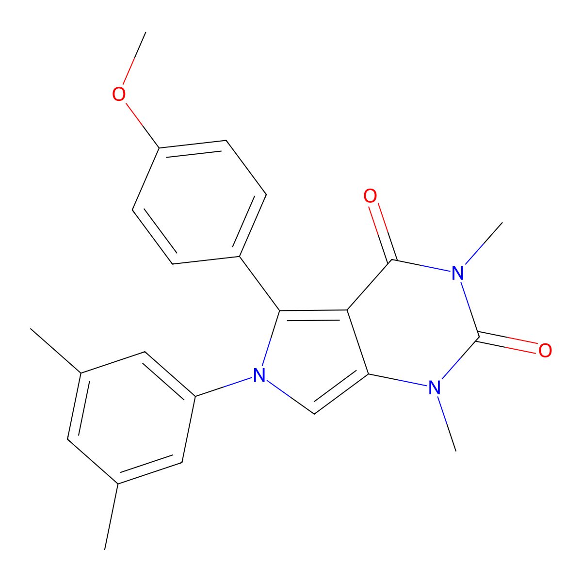6-(3,5-Dimethylphenyl)-5-(4-methoxyphenyl)-1,3-dimethylpyrrolo[3,4-d]pyrimidine-2,4-dione molecular structure, CAS 693813-45-5