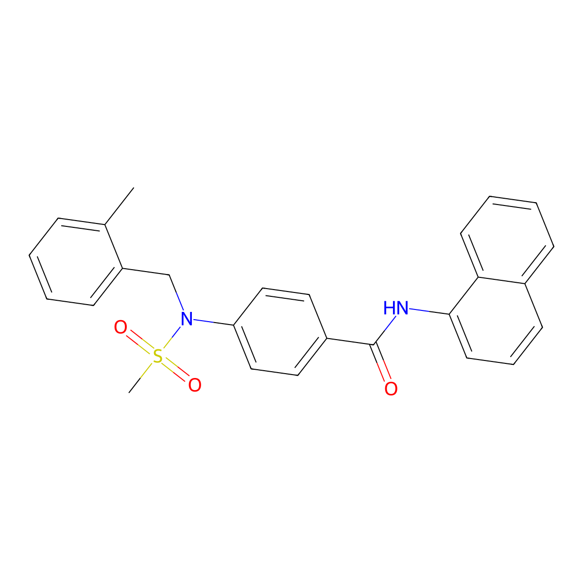 4-[(2-methylbenzyl)(methylsulfonyl)amino]-N-(naphthalen-1-yl)benzamide molecular structure, CAS 693813-60-4