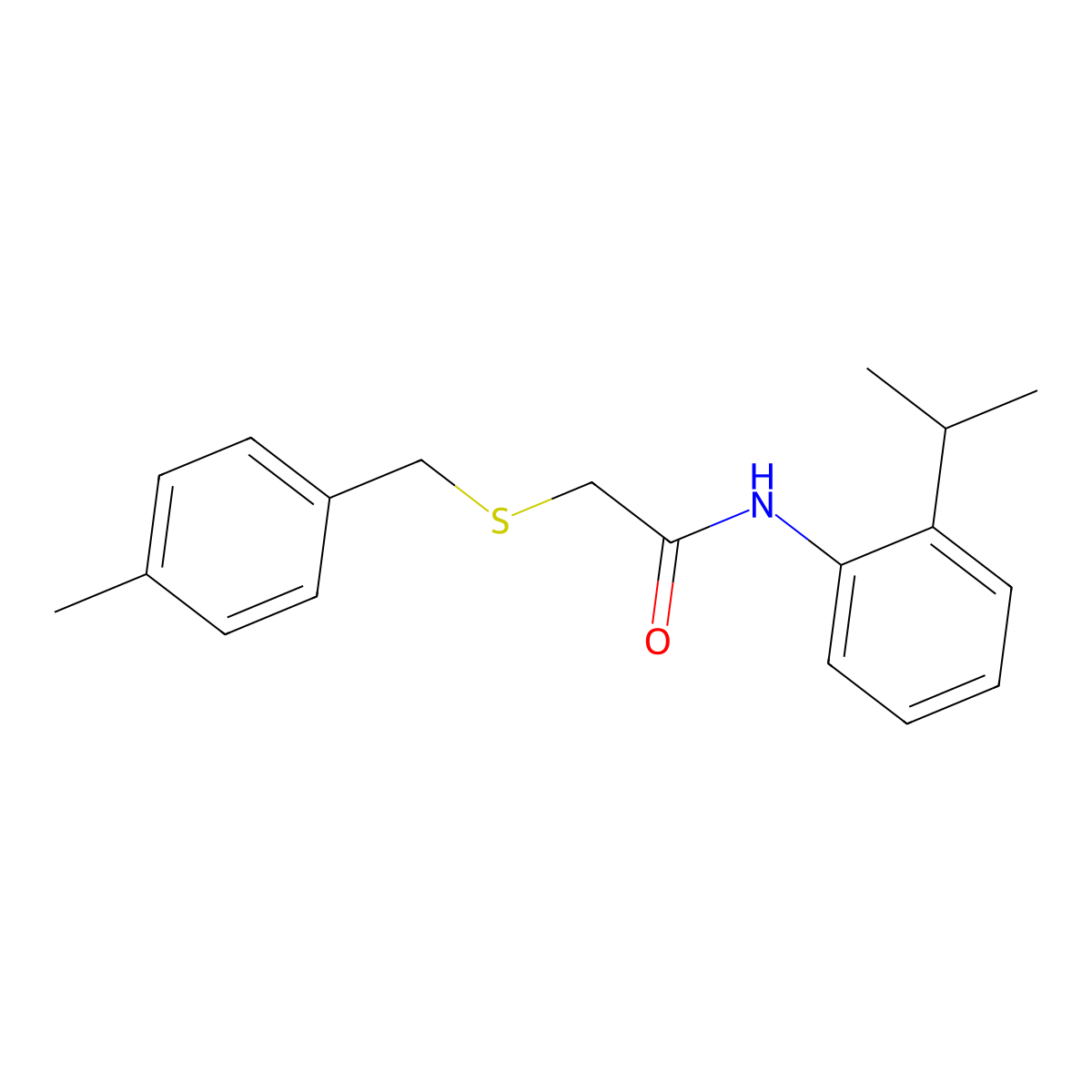 2-[(4-methylbenzyl)sulfanyl]-N-[2-(propan-2-yl)phenyl]acetamide molecular structure, CAS 693813-75-1