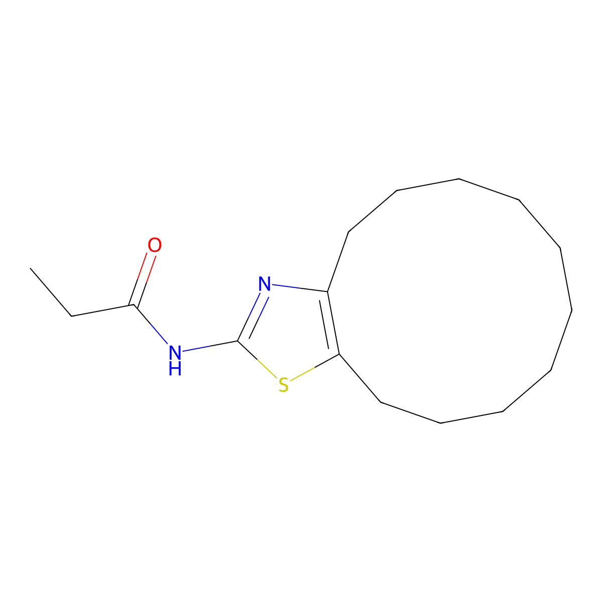 N-(4,5,6,7,8,9,10,11,12,13-decahydrocyclododeca[d][1,3]thiazol-2-yl)propanamide molecular structure, CAS 693813-78-4