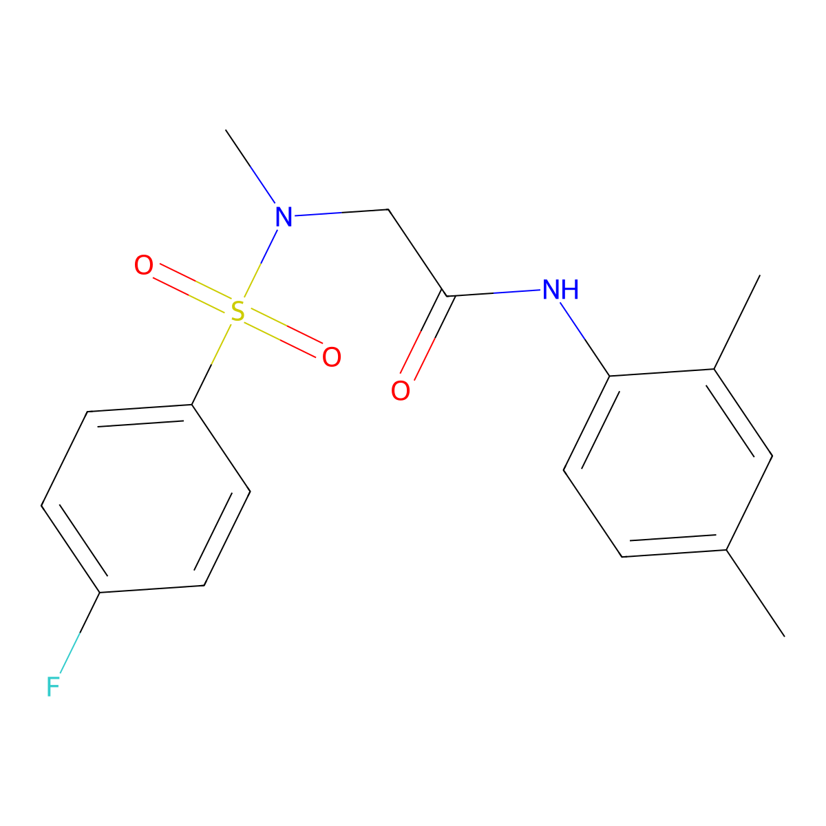 N-(2,4-dimethylphenyl)-2-[(4-fluorophenyl)sulfonyl-methylamino]acetamide molecular structure, CAS 693813-86-4