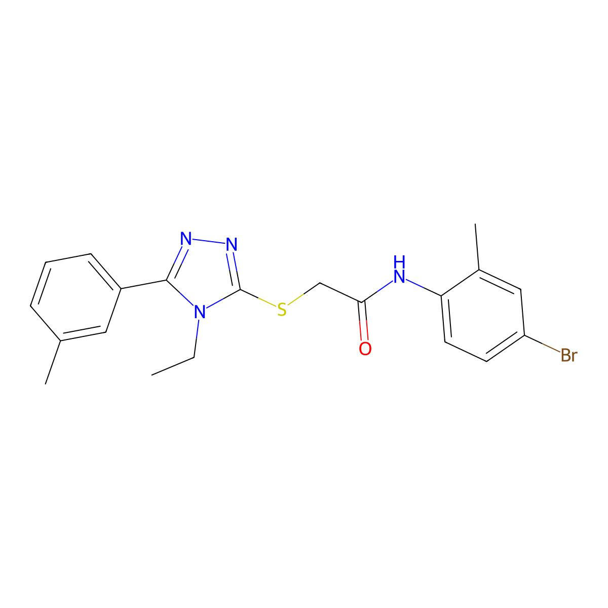 N-(4-bromo-2-methylphenyl)-2-{[4-ethyl-5-(3-methylphenyl)-4H-1,2,4-triazol-3-yl]sulfanyl}acetamide molecular structure, CAS 693814-00-5