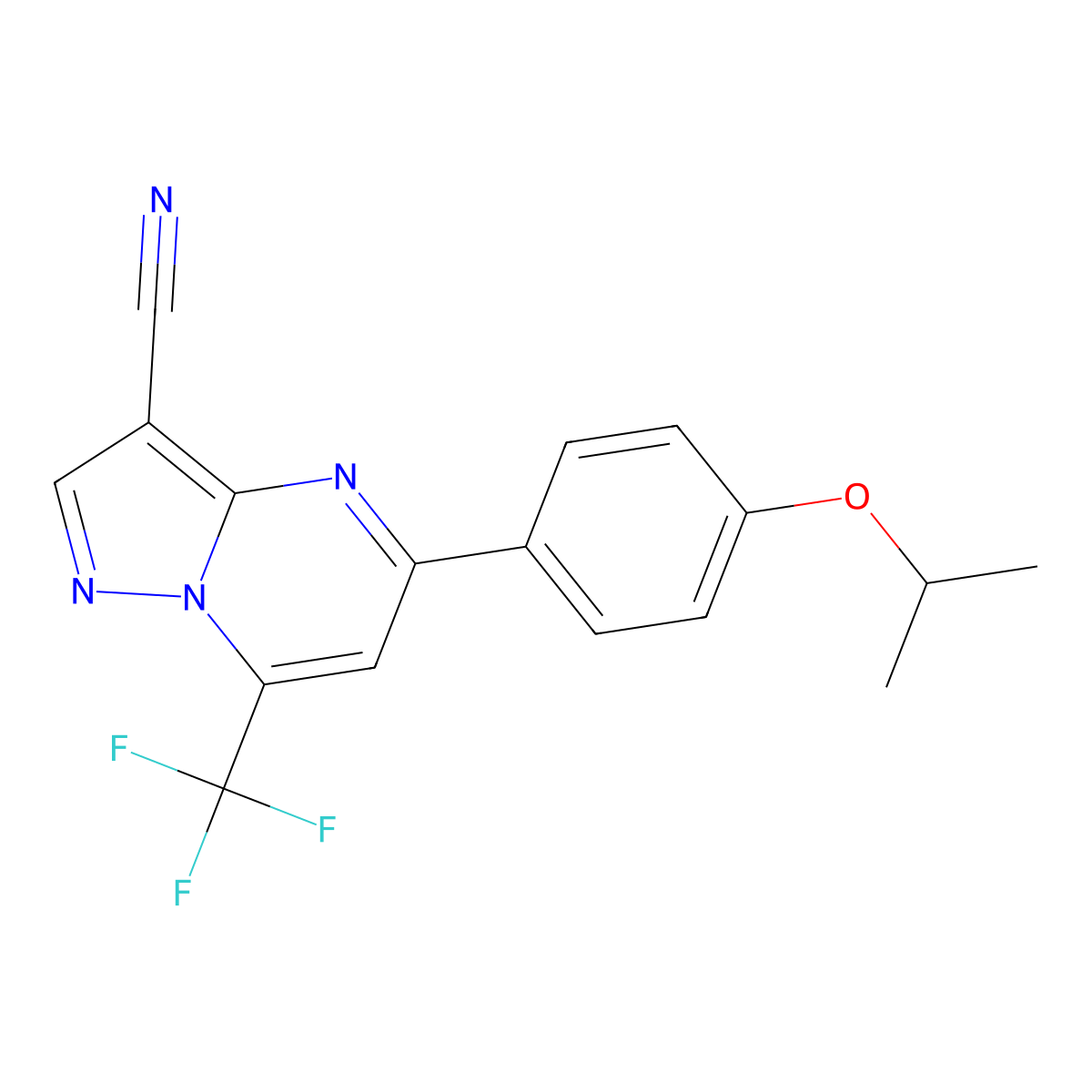 5-(4-Propan-2-yloxyphenyl)-7-(trifluoromethyl)pyrazolo[1,5-a]pyrimidine-3-carbonitrile molecular structure, CAS 693814-19-6