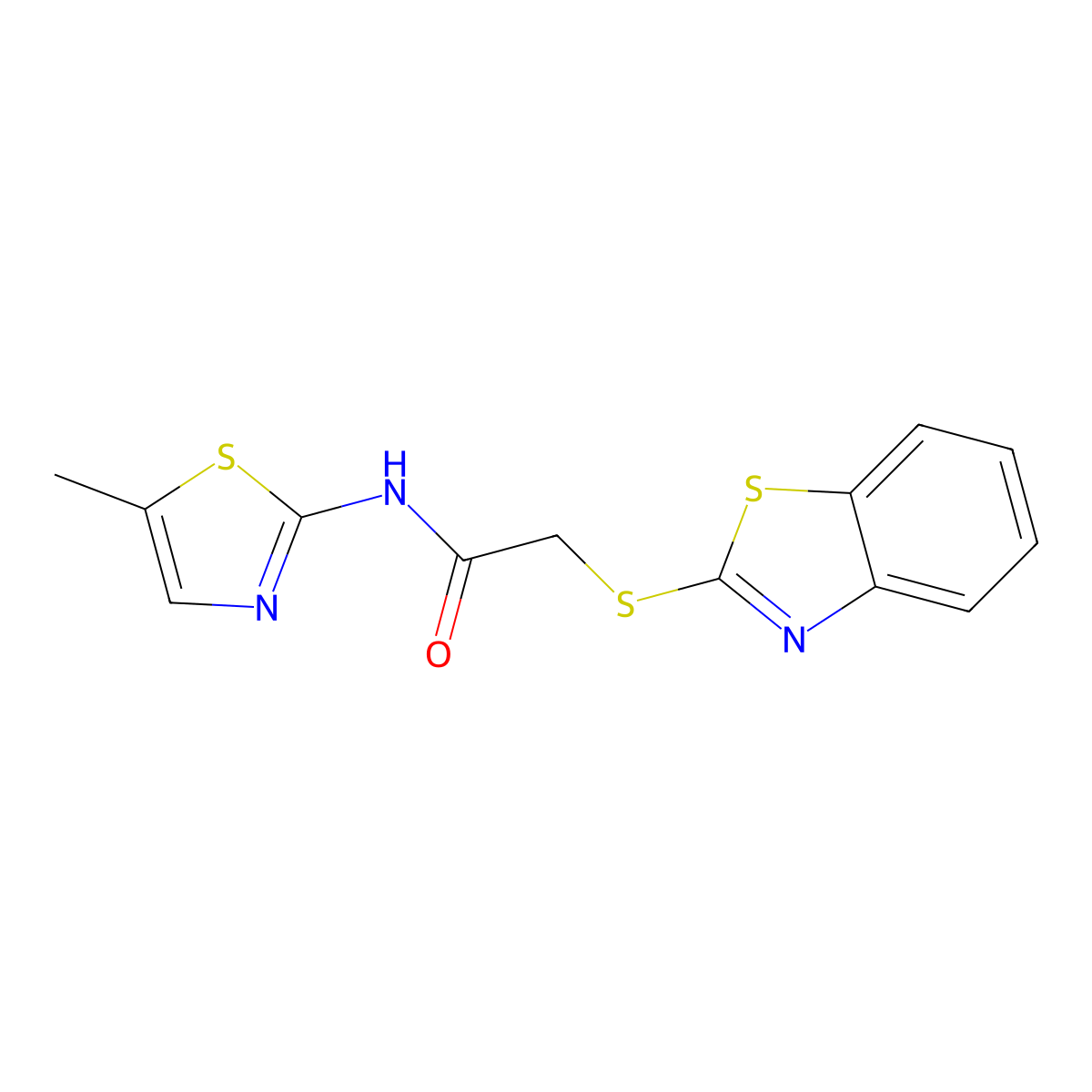 2-(1,3-benzothiazol-2-ylsulfanyl)-N-(5-methyl-1,3-thiazol-2-yl)acetamide molecular structure, CAS 693814-20-9