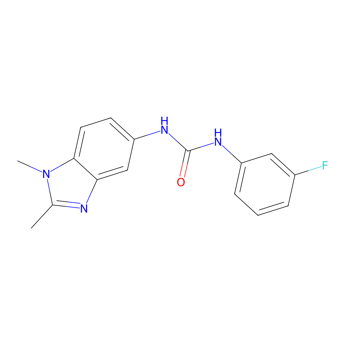 1-(1,2-Dimethylbenzimidazol-5-yl)-3-(3-fluorophenyl)urea molecular structure, CAS 693814-51-6