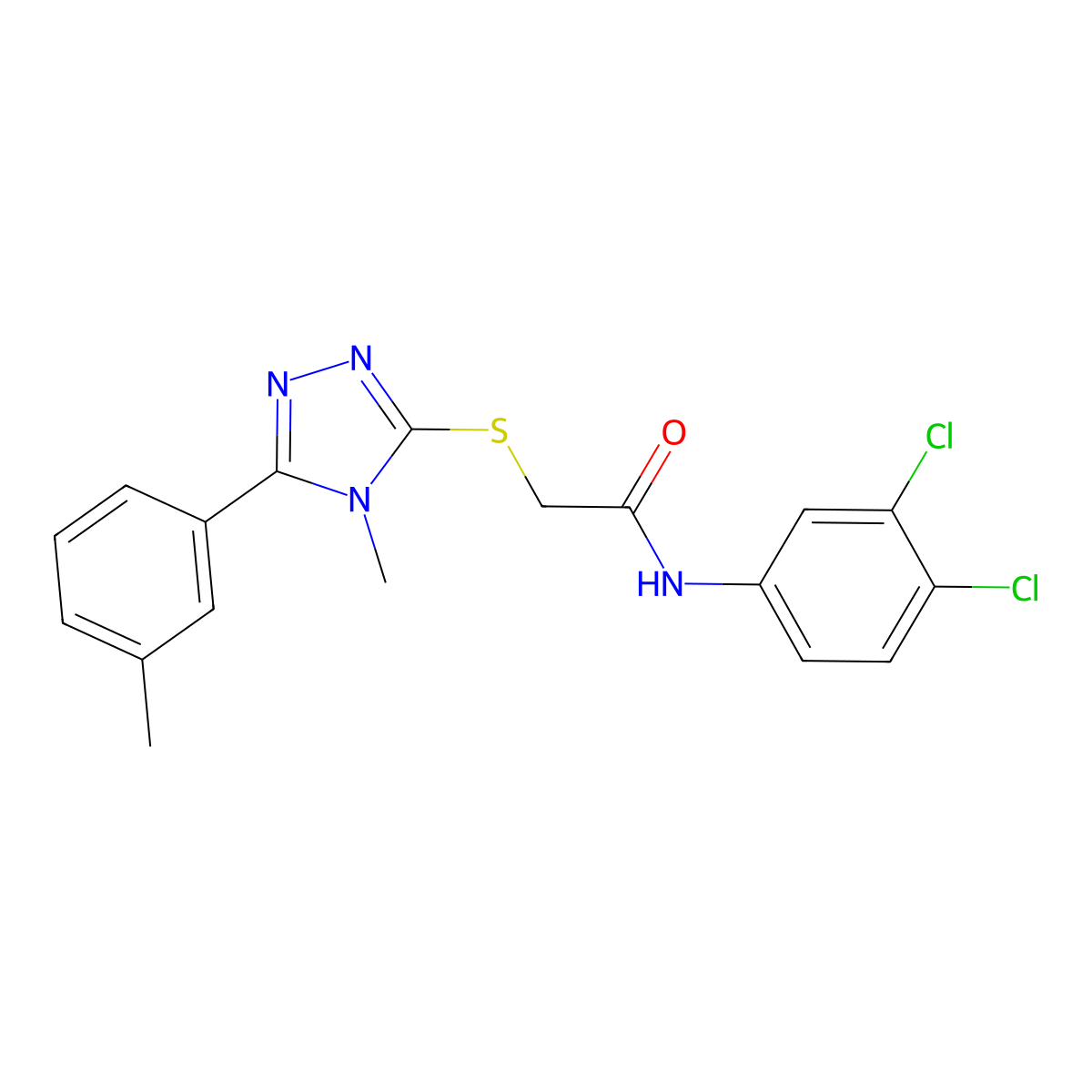 N-(3,4-dichlorophenyl)-2-[[4-methyl-5-(3-methylphenyl)-1,2,4-triazol-3-yl]sulfanyl]acetamide molecular structure, CAS 693814-54-9