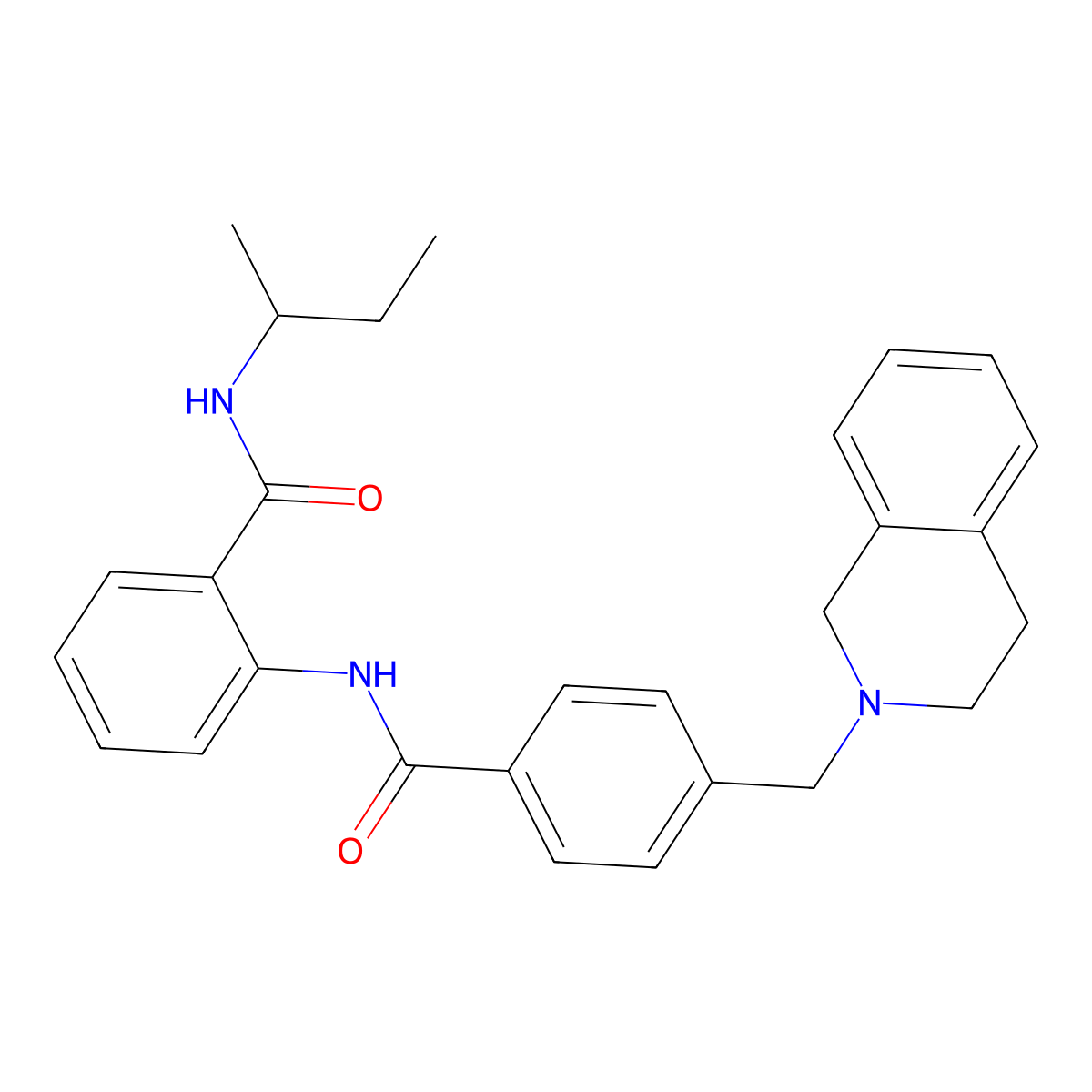 N-butan-2-yl-2-[[4-(3,4-dihydro-1H-isoquinolin-2-ylmethyl)benzoyl]amino]benzamide molecular structure, CAS 693814-64-1