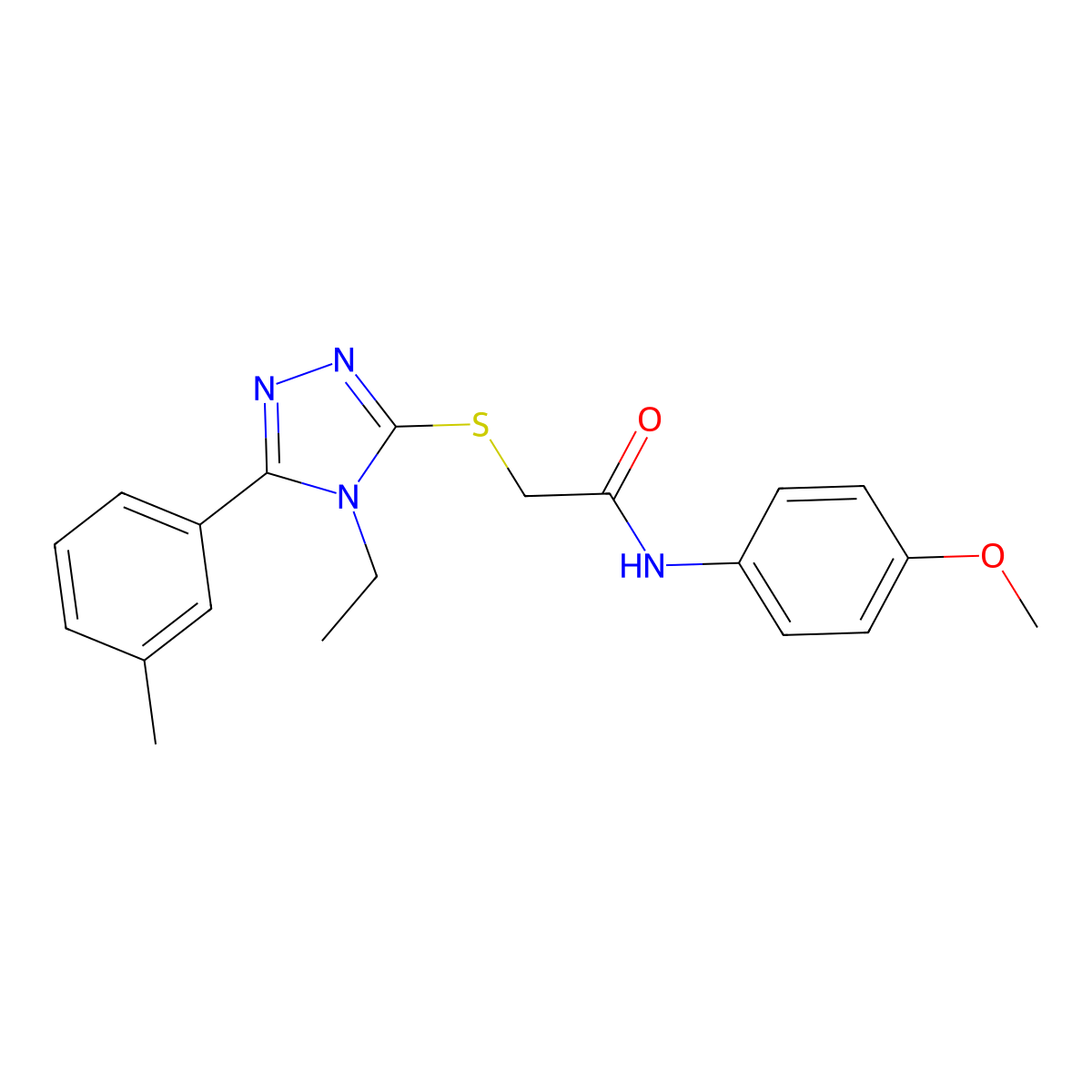 2-{[4-ethyl-5-(3-methylphenyl)-4H-1,2,4-triazol-3-yl]sulfanyl}-N-(4-methoxyphenyl)acetamide molecular structure, CAS 693814-65-2