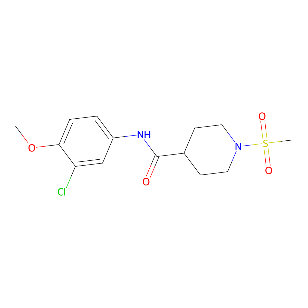 N-(3-chloro-4-methoxyphenyl)-1-(methylsulfonyl)piperidine-4-carboxamide molecular structure, CAS 693814-66-3