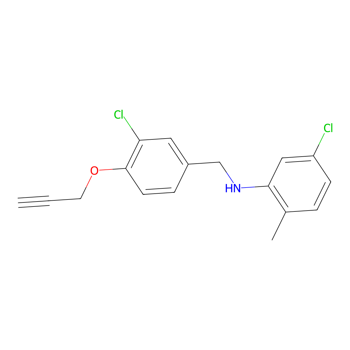 5-chloro-N-[(3-chloro-4-prop-2-ynoxyphenyl)methyl]-2-methylaniline molecular structure, CAS 693814-68-5
