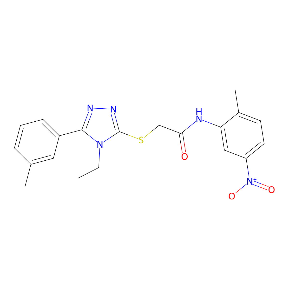 2-[[4-ethyl-5-(3-methylphenyl)-1,2,4-triazol-3-yl]sulfanyl]-N-(2-methyl-5-nitrophenyl)acetamide molecular structure, CAS 693815-07-5