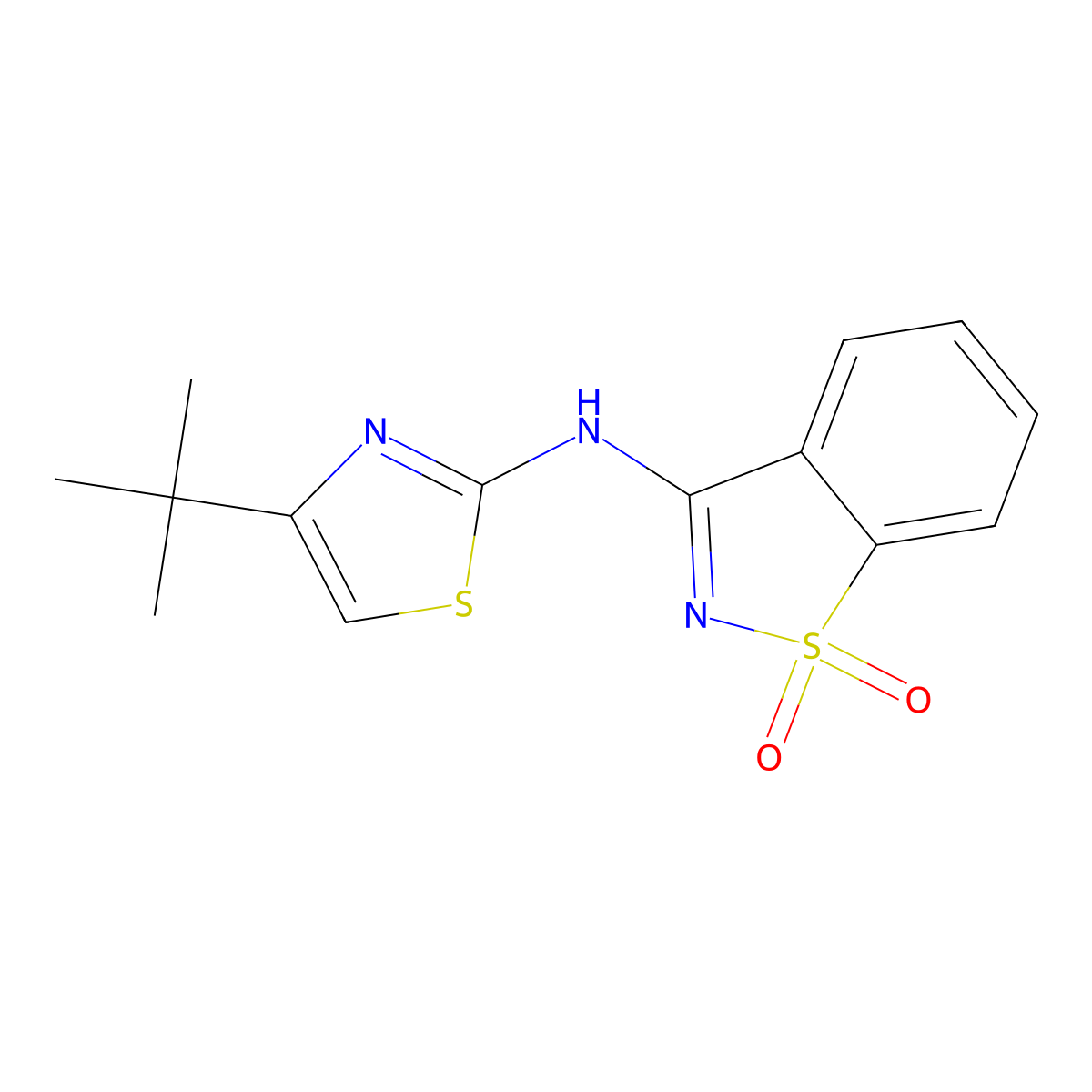 N-(4-tert-butyl-1,3-thiazol-2-yl)-1,2-benzothiazol-3-amine 1,1-dioxide molecular structure, CAS 693815-11-1