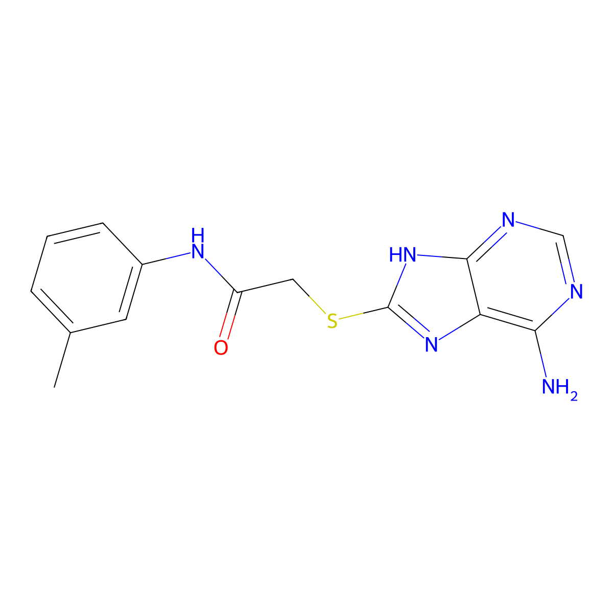2-[(6-amino-7H-purin-8-yl)sulfanyl]-N-(3-methylphenyl)acetamide molecular structure, CAS 693815-13-3