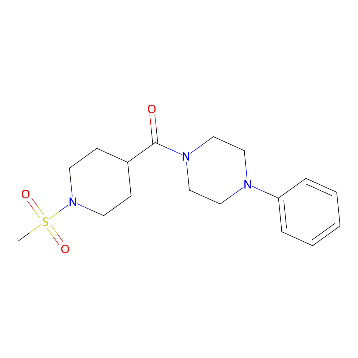 (1-(Methylsulfonyl)piperidin-4-yl)(4-phenylpiperazin-1-yl)methanone molecular structure, CAS 693815-16-6