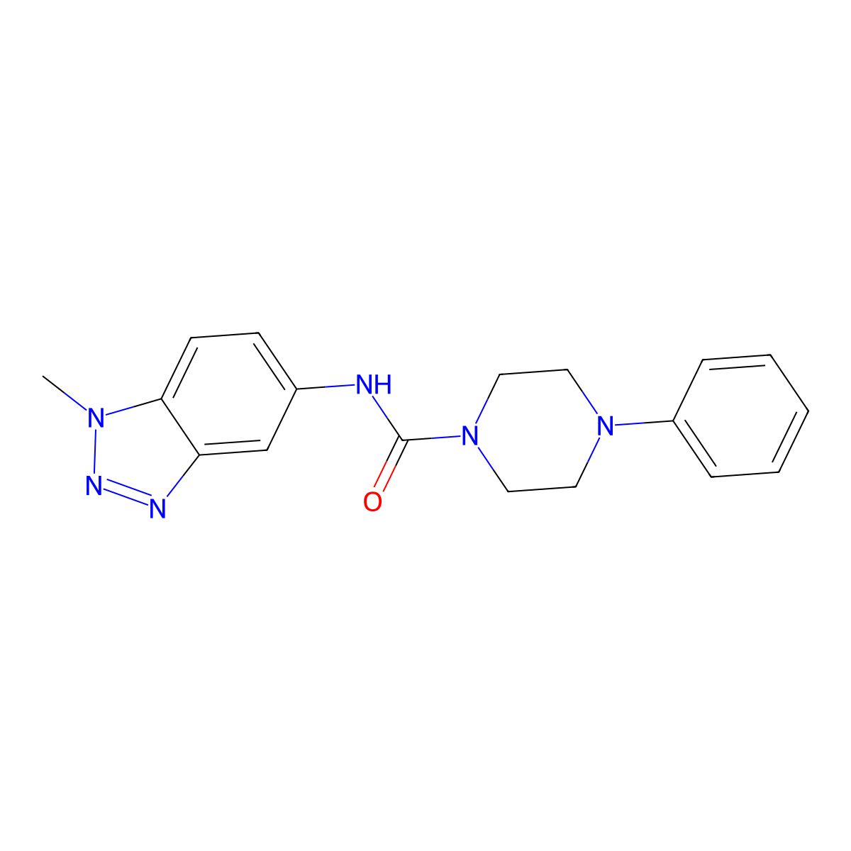 N-(1-methylbenzotriazol-5-yl)-4-phenylpiperazine-1-carboxamide molecular structure, CAS 693815-46-2