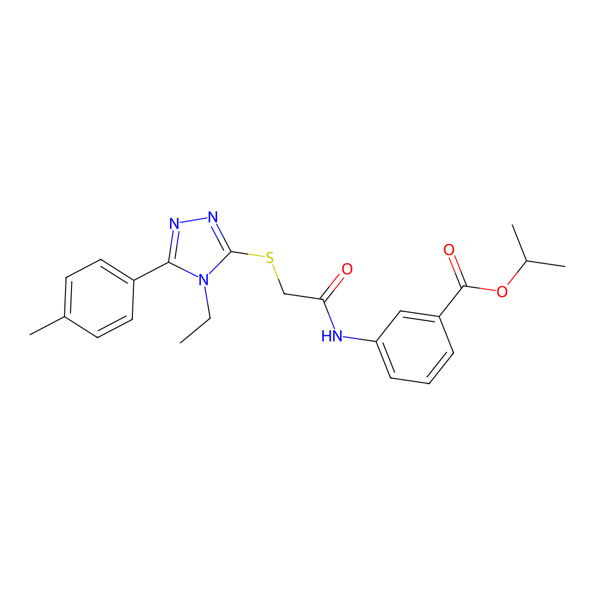propan-2-yl 3-[({[4-ethyl-5-(4-methylphenyl)-4H-1,2,4-triazol-3-yl]sulfanyl}acetyl)amino]benzoate molecular structure, CAS 693815-99-5
