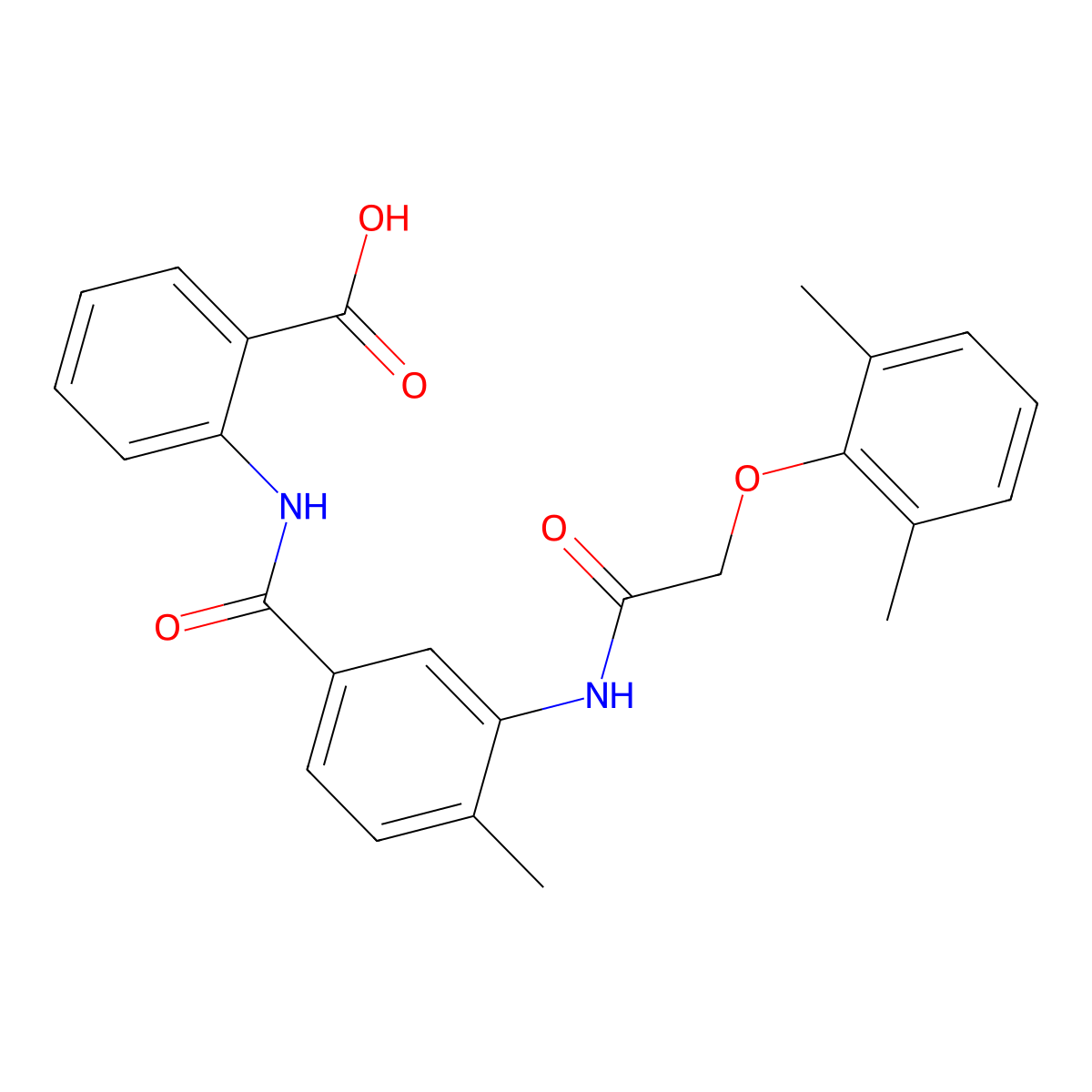 2-[(3-{[(2,6-Dimethylphenoxy)acetyl]amino}-4-methylbenzoyl)amino]benzoic acid molecular structure, CAS 693816-06-7