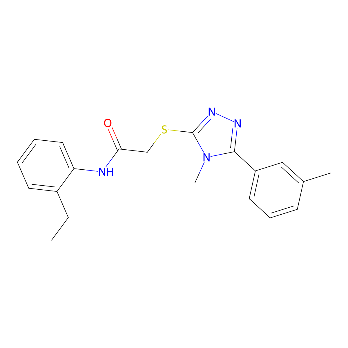 N-(2-ethylphenyl)-2-[[4-methyl-5-(3-methylphenyl)-1,2,4-triazol-3-yl]sulfanyl]acetamide molecular structure, CAS 693816-18-1