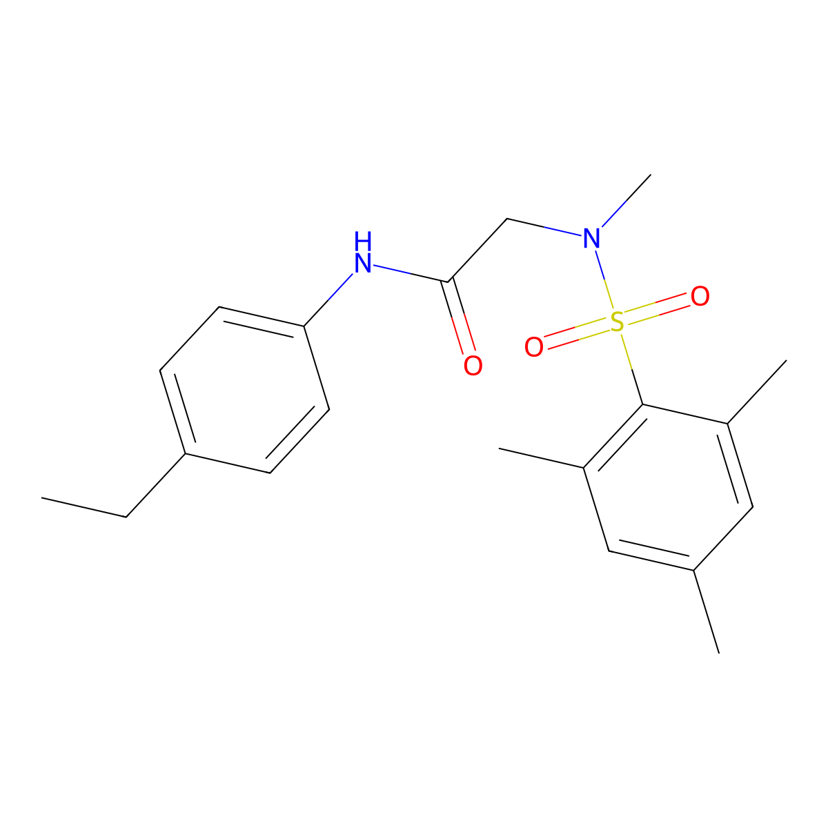 N-(4-ethylphenyl)-2-[methyl-(2,4,6-trimethylphenyl)sulfonylamino]acetamide molecular structure, CAS 693816-36-3