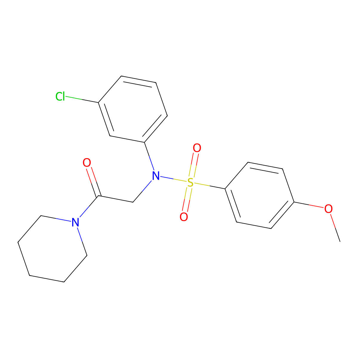 N-(3-chlorophenyl)-4-methoxy-N-(2-oxo-2-piperidin-1-ylethyl)benzenesulfonamide molecular structure, CAS 693816-39-6