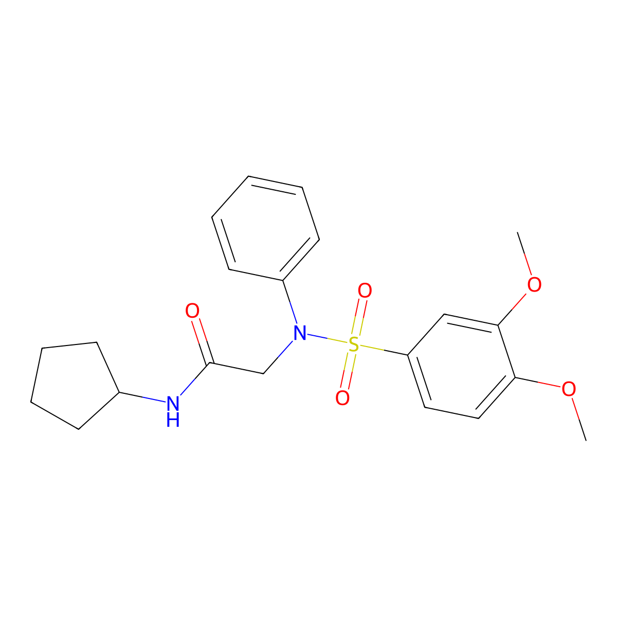 N-cyclopentyl-2-(N-(3,4-dimethoxyphenyl)sulfonylanilino)acetamide molecular structure, CAS 693816-49-8
