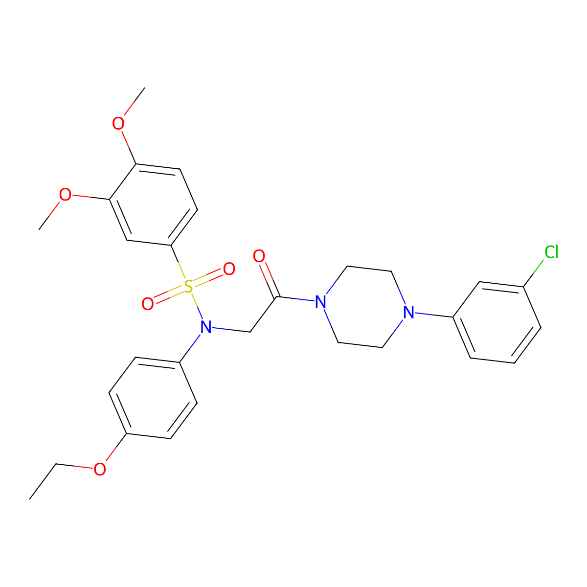 N-[2-[4-(3-chlorophenyl)piperazin-1-yl]-2-oxoethyl]-N-(4-ethoxyphenyl)-3,4-dimethoxybenzenesulfonamide molecular structure, CAS 693818-73-4