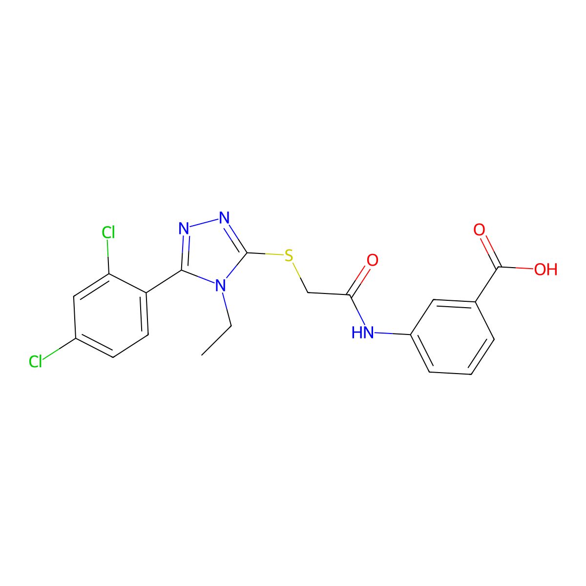 3-[({[5-(2,4-dichlorophenyl)-4-ethyl-4H-1,2,4-triazol-3-yl]sulfanyl}acetyl)amino]benzoic acid molecular structure, CAS 693818-81-4