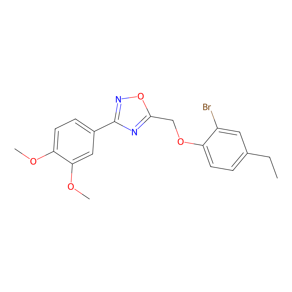 5-[(2-Bromo-4-ethylphenoxy)methyl]-3-(3,4-dimethoxyphenyl)-1,2,4-oxadiazole molecular structure, CAS 693818-82-5