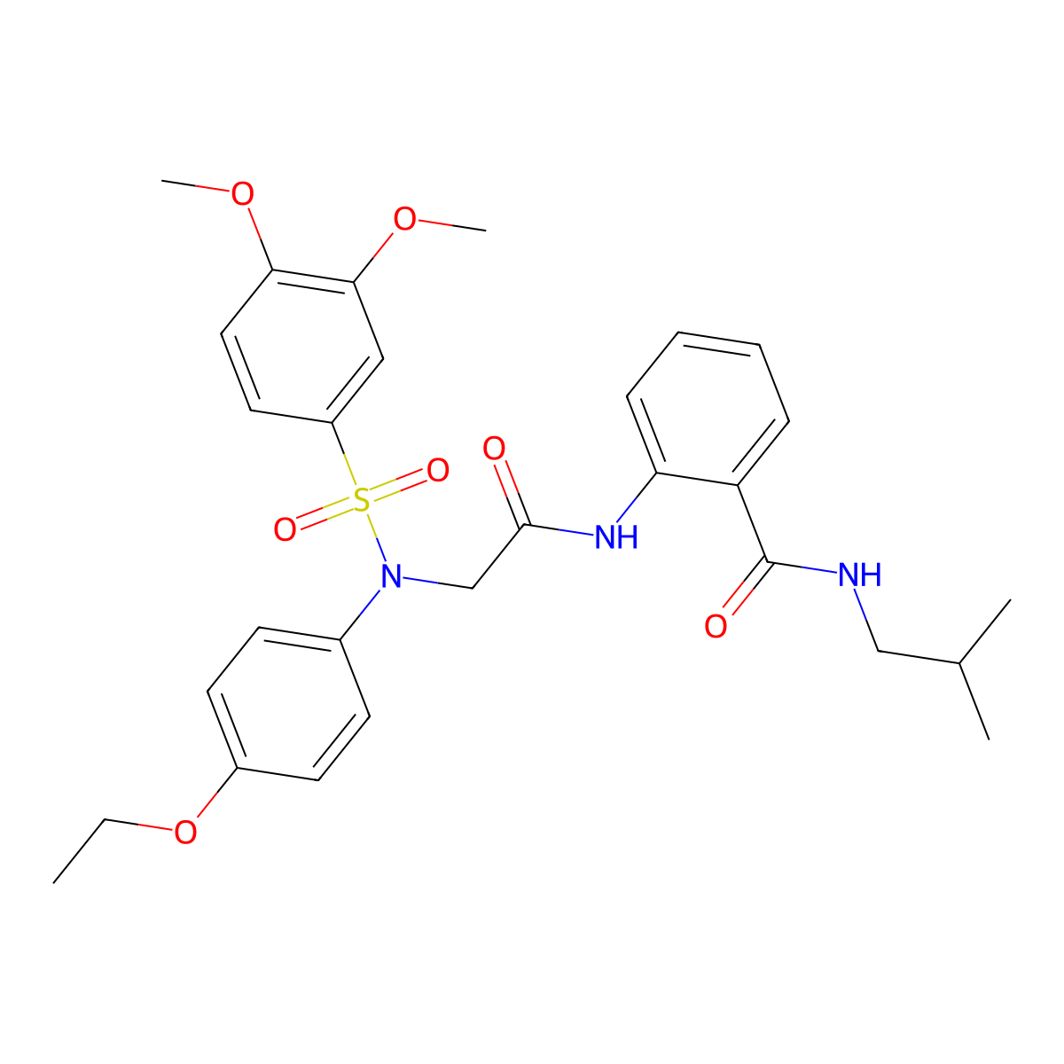 2-({N-[(3,4-dimethoxyphenyl)sulfonyl]-N-(4-ethoxyphenyl)glycyl}amino)-N-(2-methylpropyl)benzamide molecular structure, CAS 693818-88-1