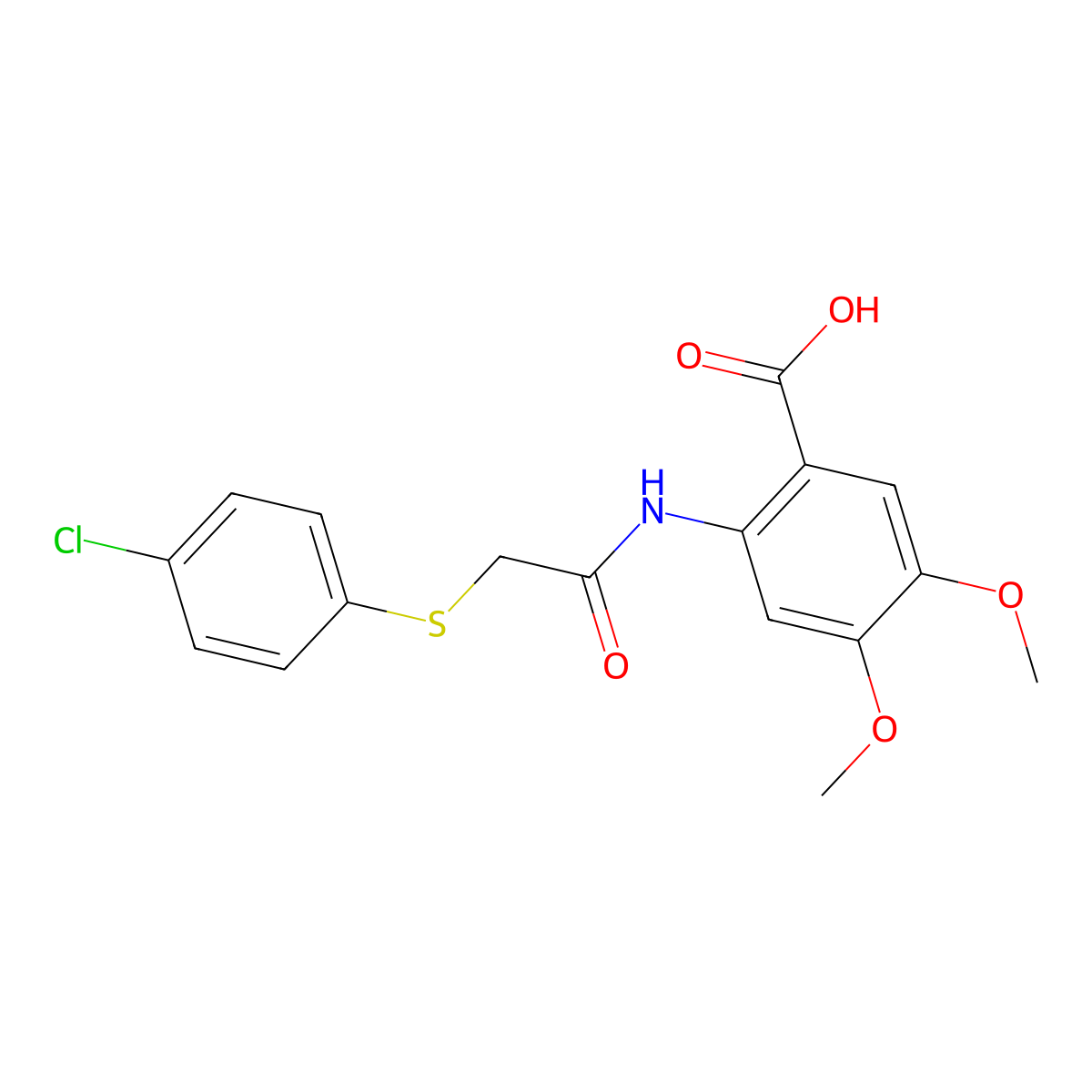 2-({[(4-Chlorophenyl)sulfanyl]acetyl}amino)-4,5-dimethoxybenzoic acid molecular structure, CAS 693819-04-4