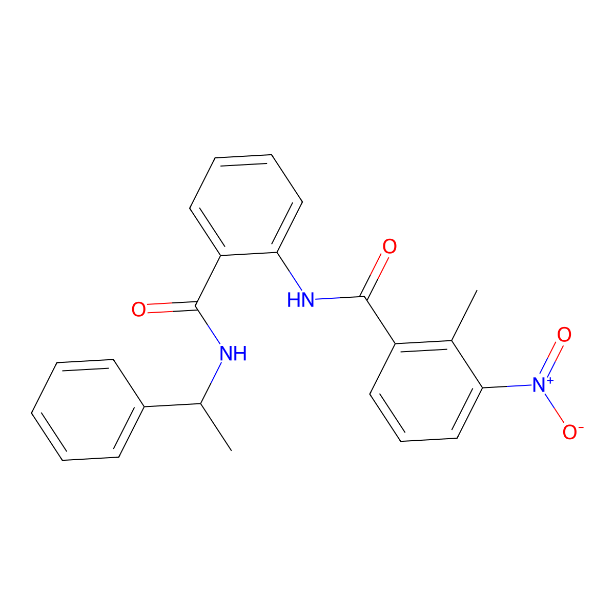2-methyl-3-nitro-N-[2-(1-phenylethylcarbamoyl)phenyl]benzamide molecular structure, CAS 693819-09-9