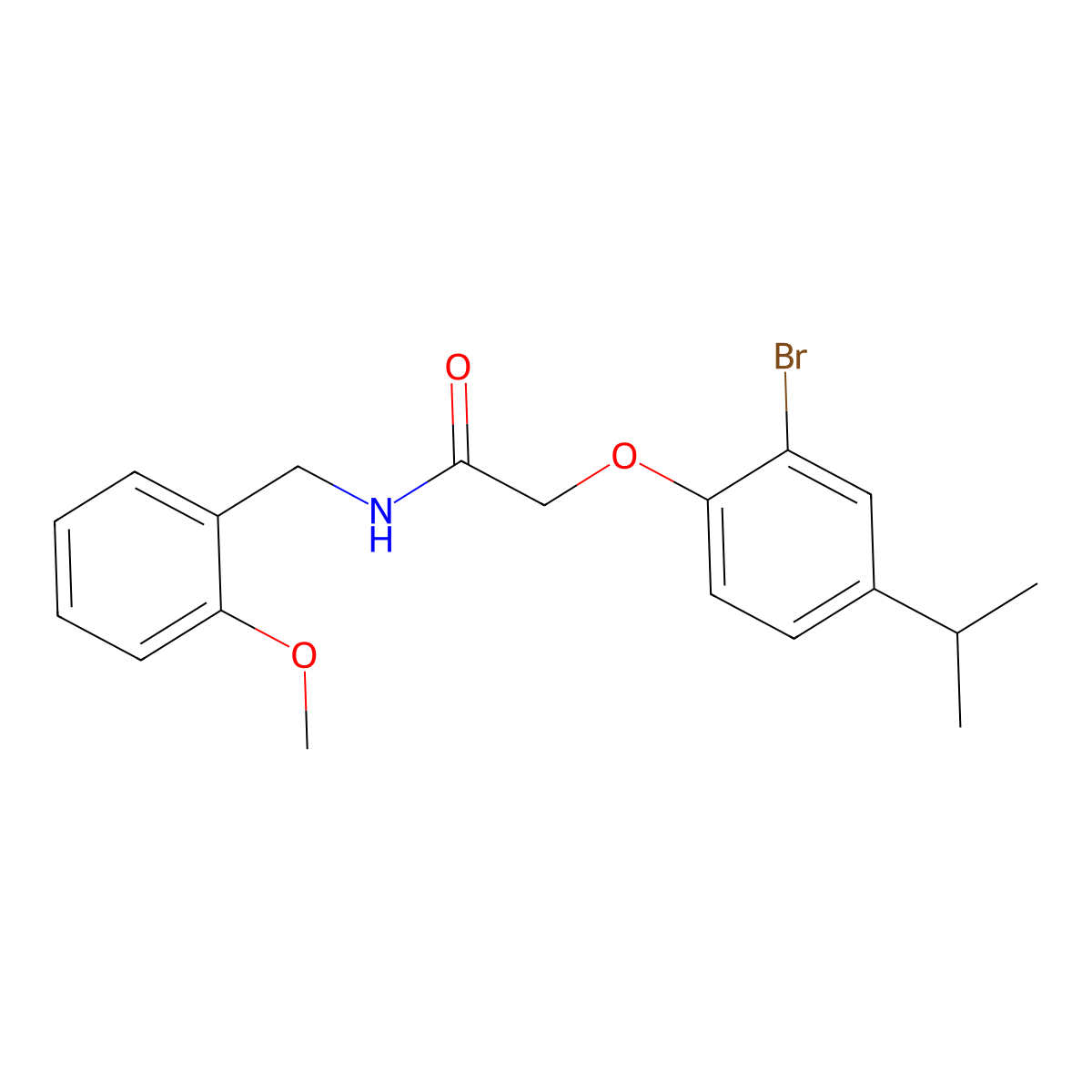 2-(2-bromo-4-propan-2-ylphenoxy)-N-[(2-methoxyphenyl)methyl]acetamide molecular structure, CAS 693819-14-6