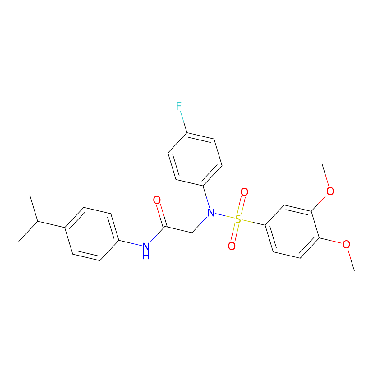 2-(N-(3,4-dimethoxyphenyl)sulfonyl-4-fluoroanilino)-N-(4-propan-2-ylphenyl)acetamide molecular structure, CAS 693819-16-8