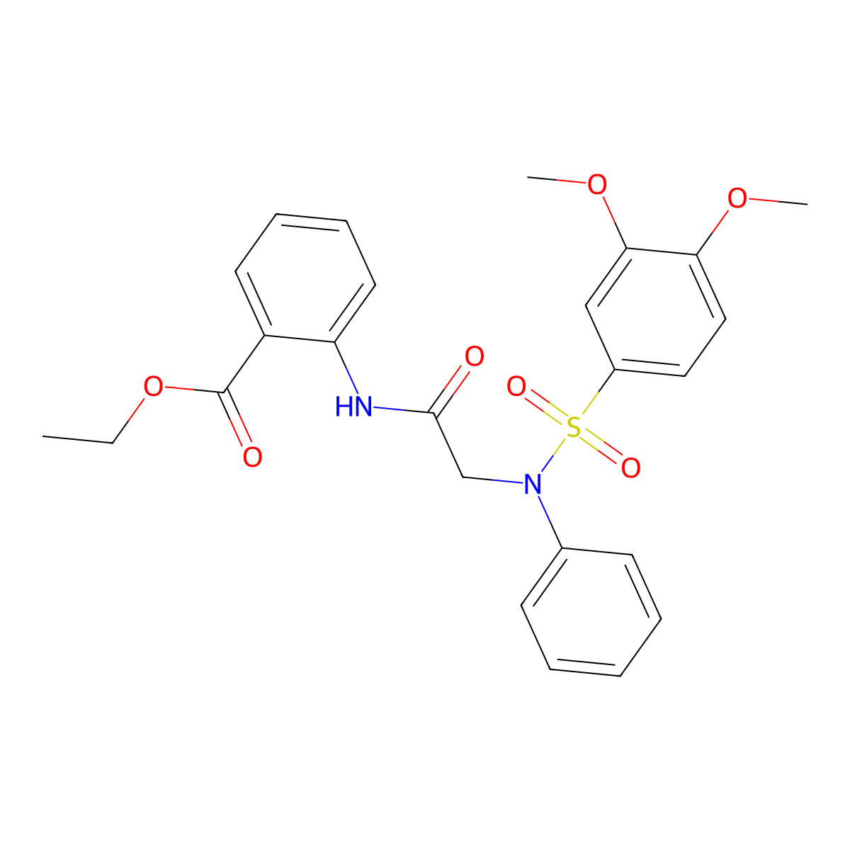 ethyl 2-({N-[(3,4-dimethoxyphenyl)sulfonyl]-N-phenylglycyl}amino)benzoate molecular structure, CAS 693819-42-0