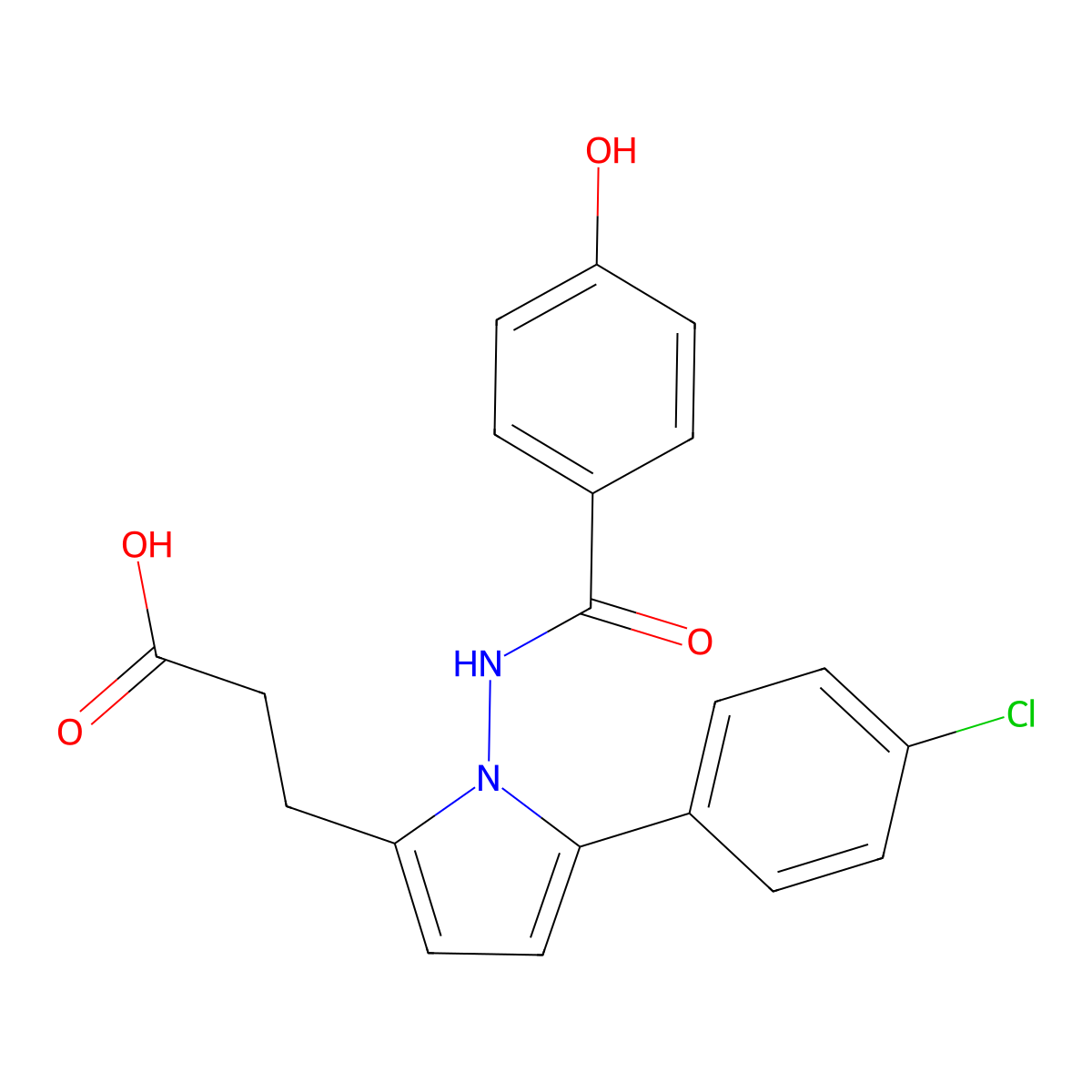 3-[5-(4-chlorophenyl)-1-{[(4-hydroxyphenyl)carbonyl]amino}-1H-pyrrol-2-yl]propanoic acid molecular structure, CAS 693819-43-1