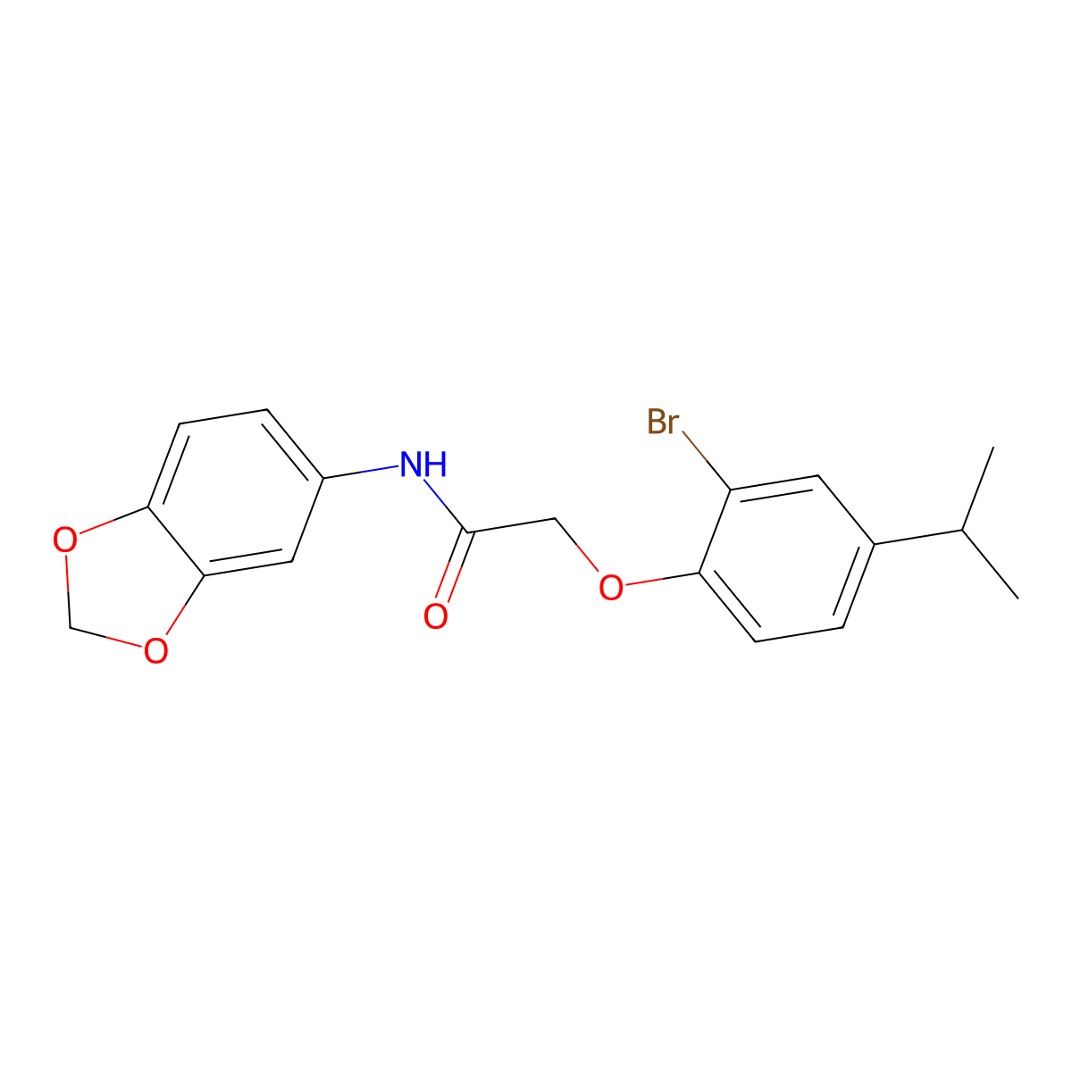 N-(1,3-benzodioxol-5-yl)-2-(2-bromo-4-propan-2-ylphenoxy)acetamide molecular structure, CAS 693819-44-2