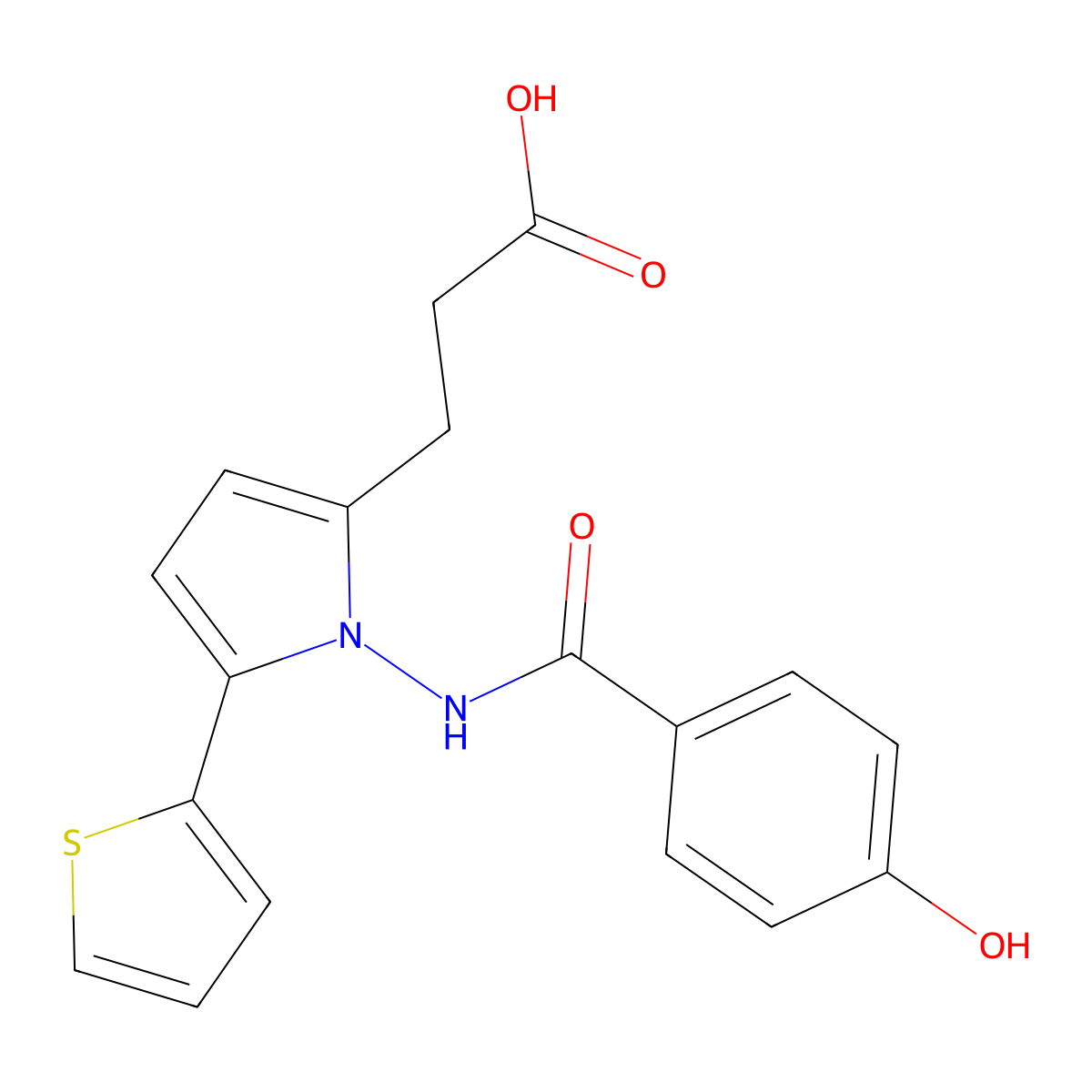 3-[1-[(4-hydroxybenzoyl)amino]-5-(2-thienyl)-1H-pyrrol-2-yl]propanoic acid molecular structure, CAS 693819-51-1