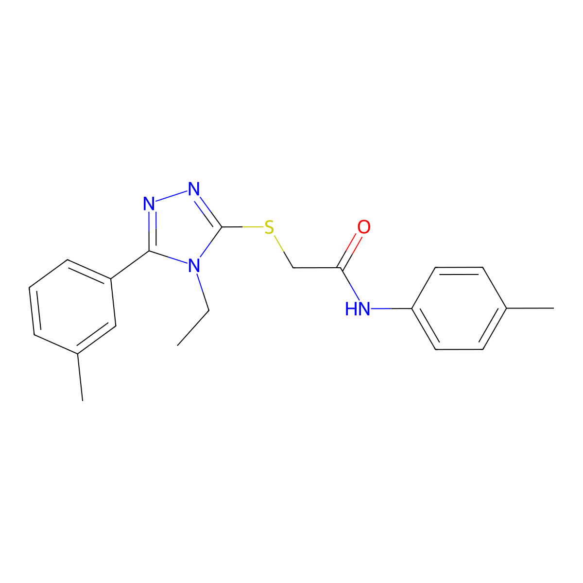 2-{[4-ethyl-5-(3-methylphenyl)-4H-1,2,4-triazol-3-yl]sulfanyl}-N-(4-methylphenyl)acetamide molecular structure, CAS 693819-65-7