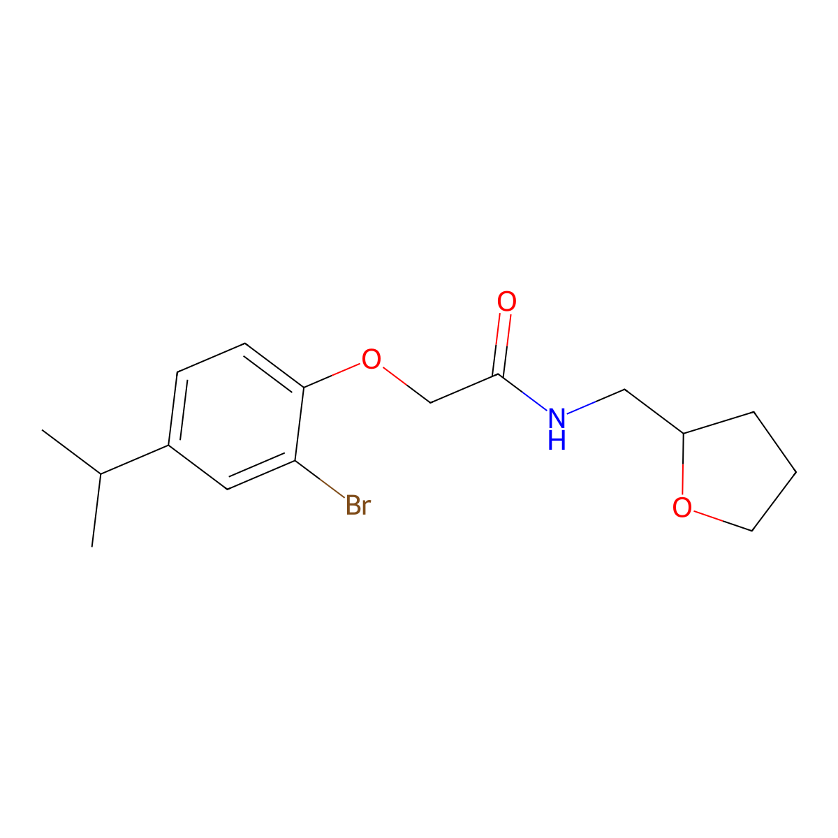 2-(2-bromo-4-propan-2-ylphenoxy)-N-(oxolan-2-ylmethyl)acetamide molecular structure, CAS 693819-87-3