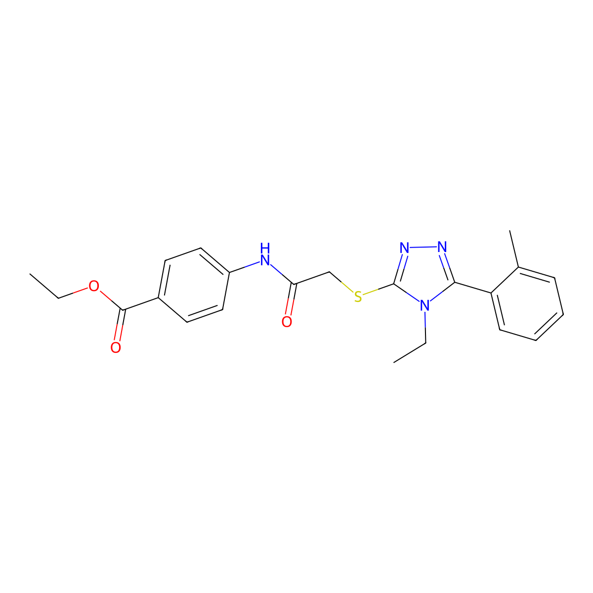 ethyl 4-[({[4-ethyl-5-(2-methylphenyl)-4H-1,2,4-triazol-3-yl]sulfanyl}acetyl)amino]benzoate molecular structure, CAS 693819-88-4
