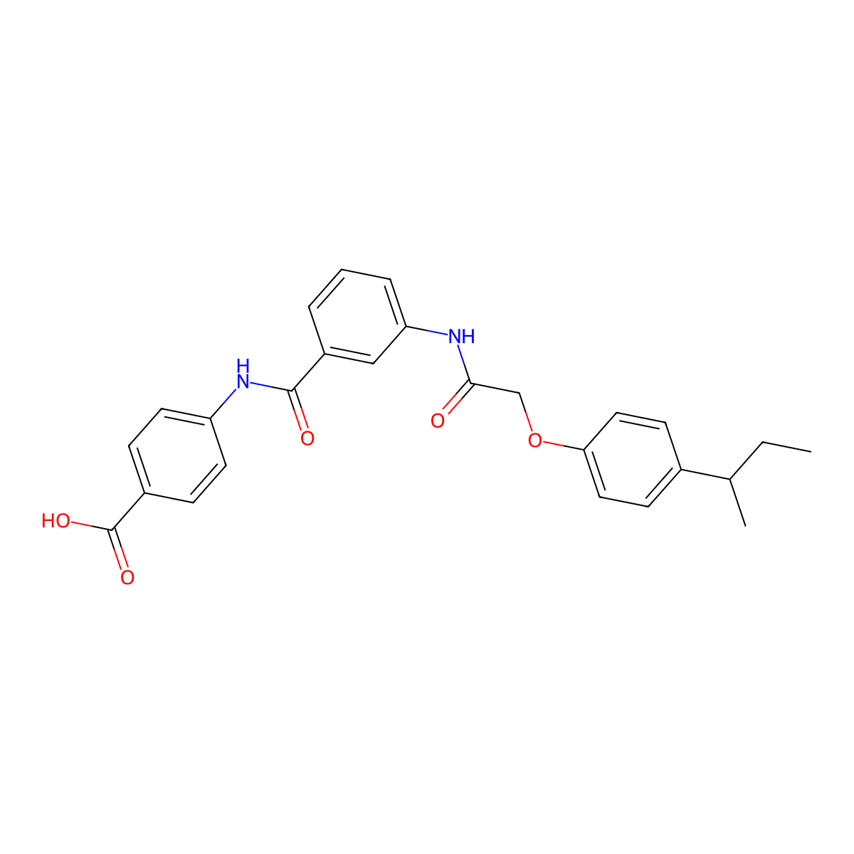 4-({[3-({[4-(Butan-2-yl)phenoxy]acetyl}amino)phenyl]carbonyl}amino)benzoic acid molecular structure, CAS 693819-98-6