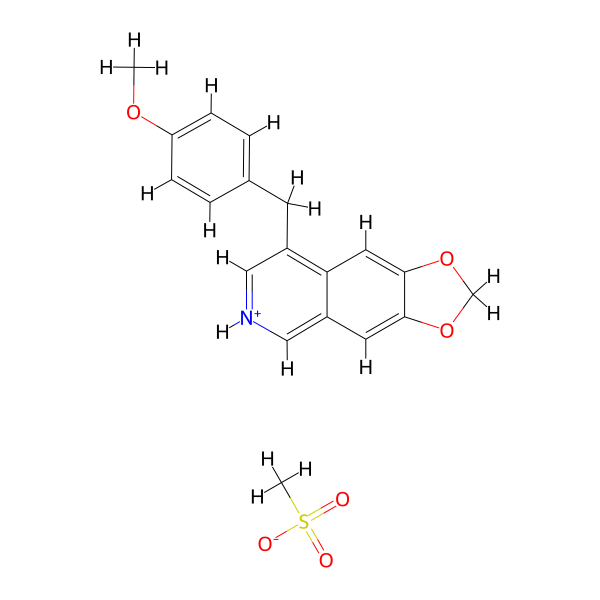 Isoquinoline, 4-(p-methoxybenzyl)-6,7-methylenedioxy-, methanesulfonate molecular structure, CAS 69382-26-9