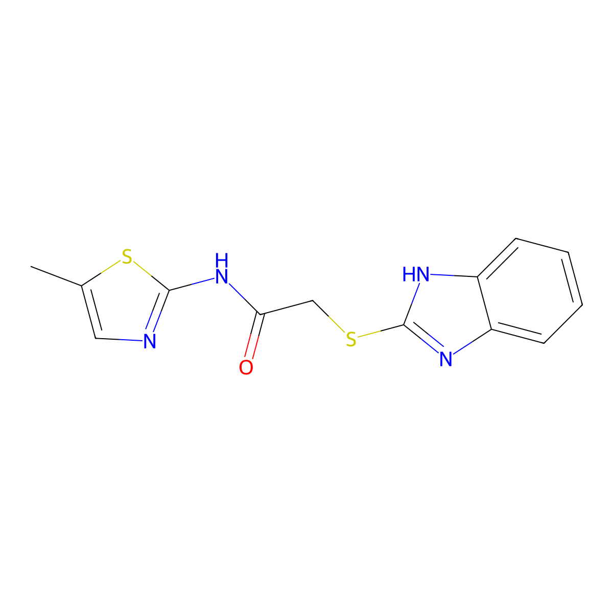 2-(1H-benzimidazol-2-ylsulfanyl)-N-(5-methyl-1,3-thiazol-2-yl)acetamide molecular structure, CAS 693820-16-5