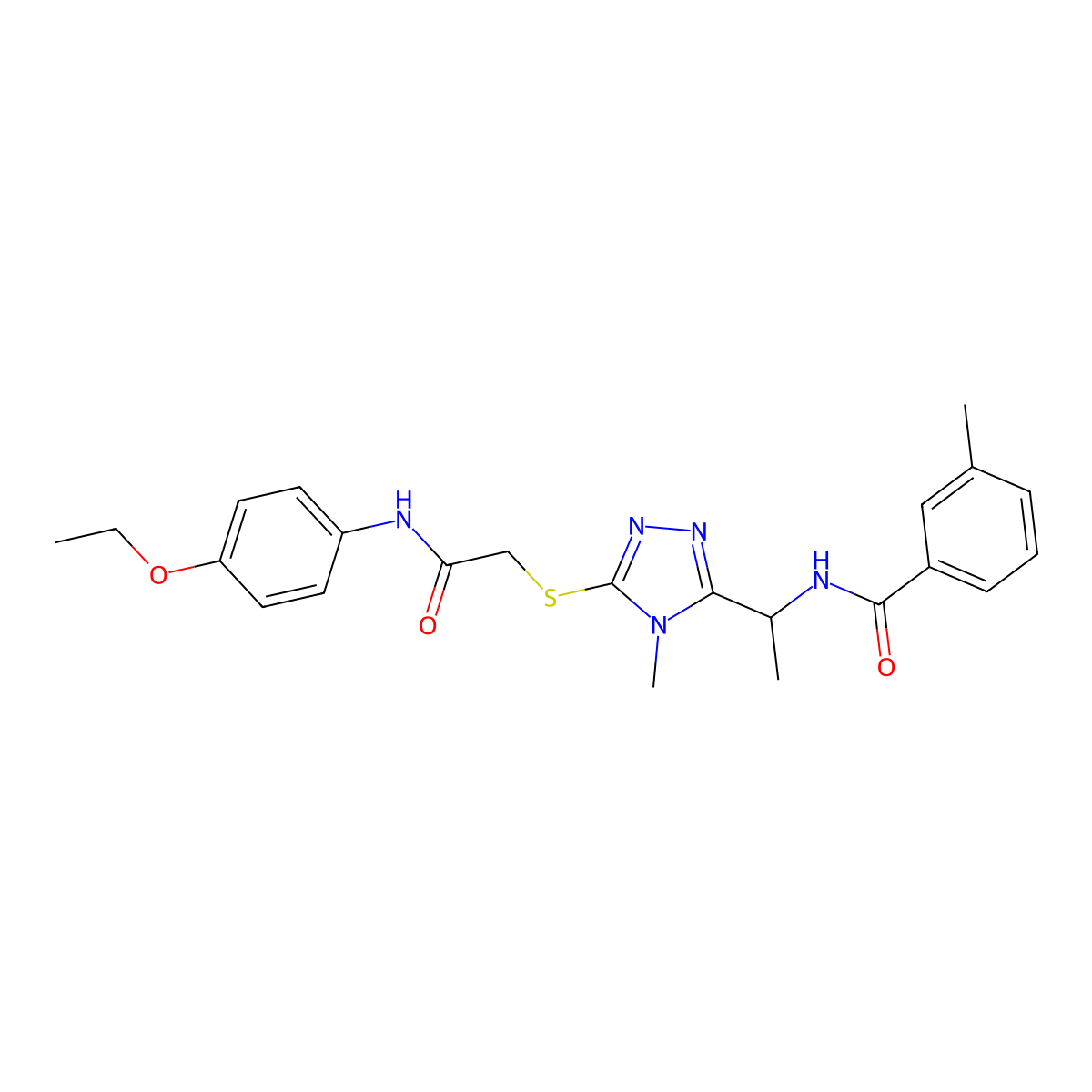 N-{1-[5-({2-[(4-ethoxyphenyl)amino]-2-oxoethyl}sulfanyl)-4-methyl-4H-1,2,4-triazol-3-yl]ethyl}-3-methylbenzamide molecular structure, CAS 693820-21-2