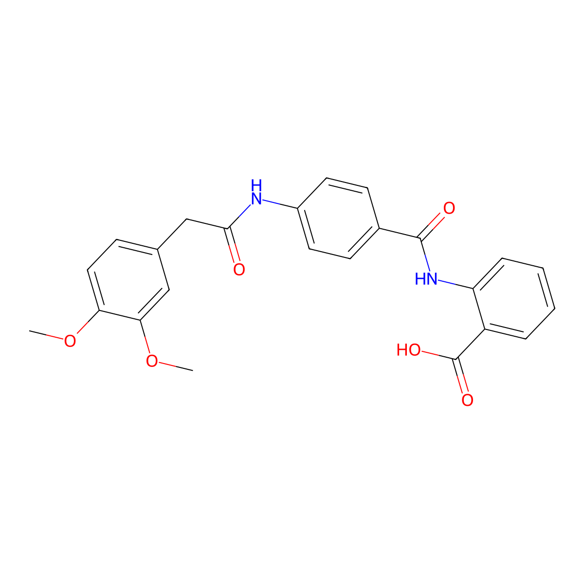 2-[(4-{[(3,4-Dimethoxyphenyl)acetyl]amino}benzoyl)amino]benzoic acid molecular structure, CAS 693820-50-7
