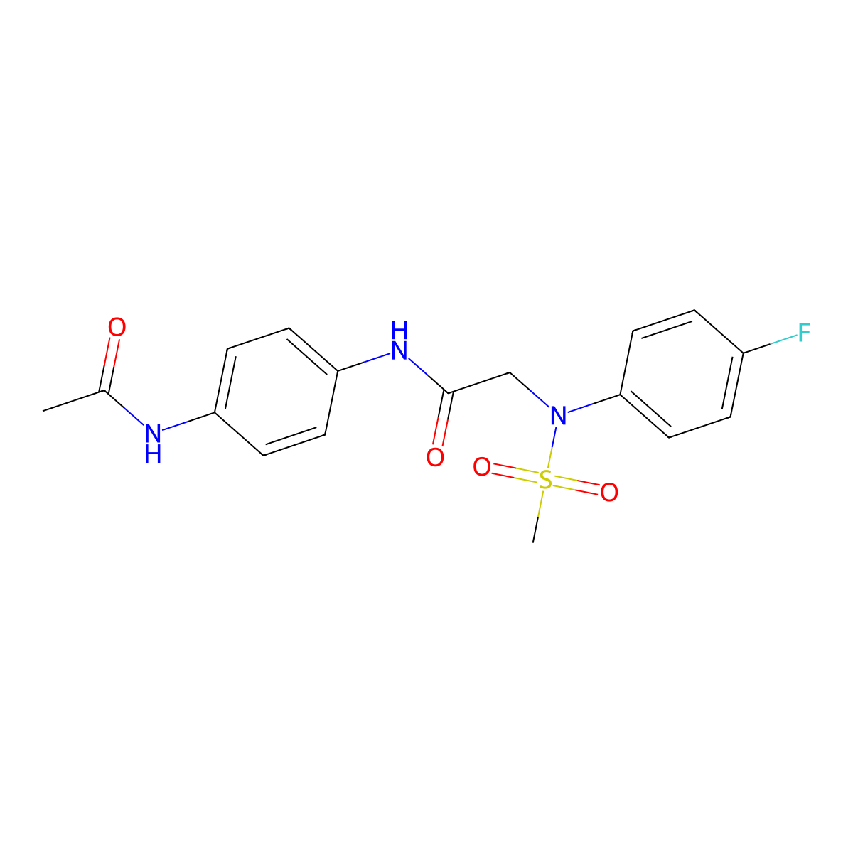 N-(4-acetamidophenyl)-2-(4-fluoro-N-methylsulfonylanilino)acetamide molecular structure, CAS 693820-51-8