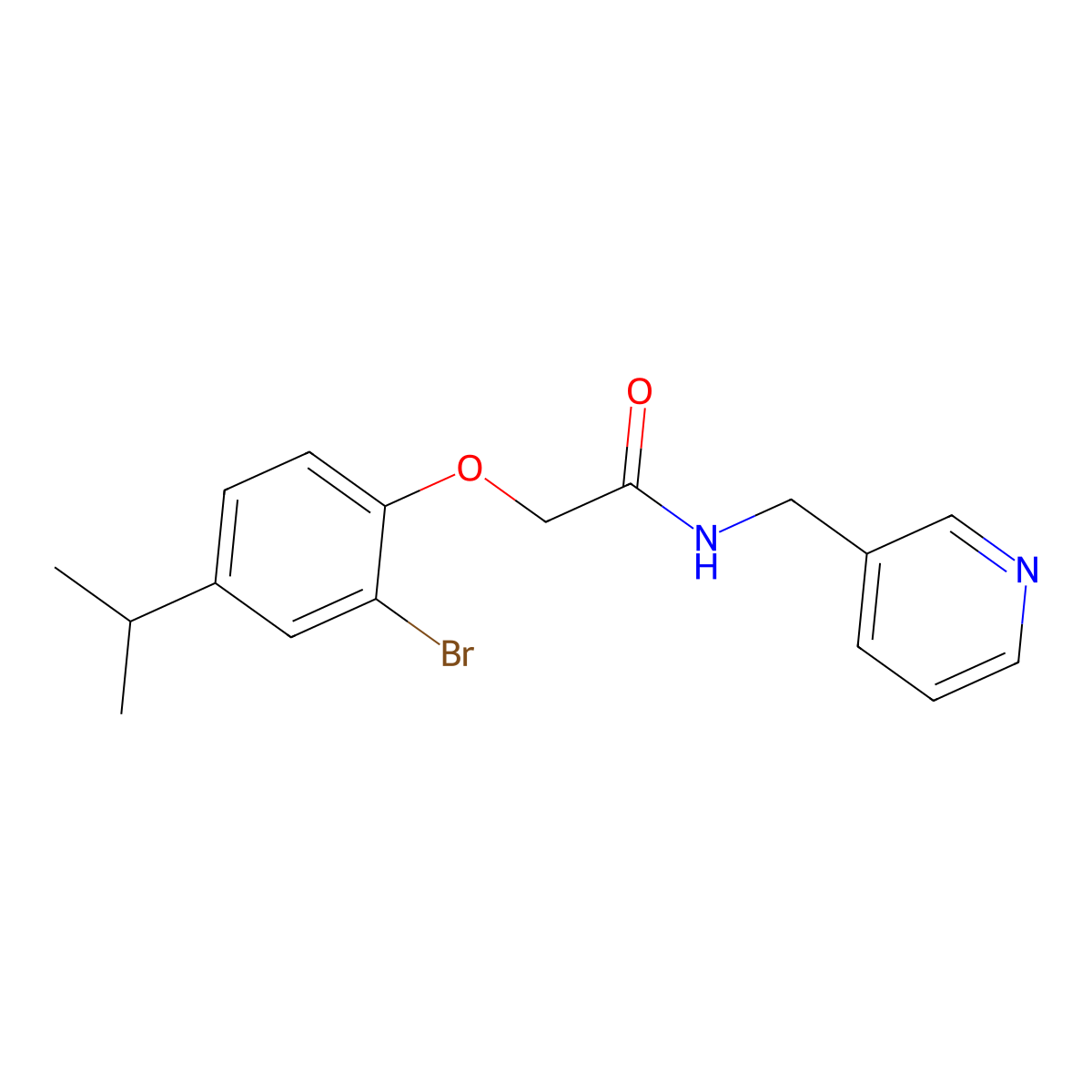 2-(2-bromo-4-propan-2-ylphenoxy)-N-(pyridin-3-ylmethyl)acetamide molecular structure, CAS 693820-66-5