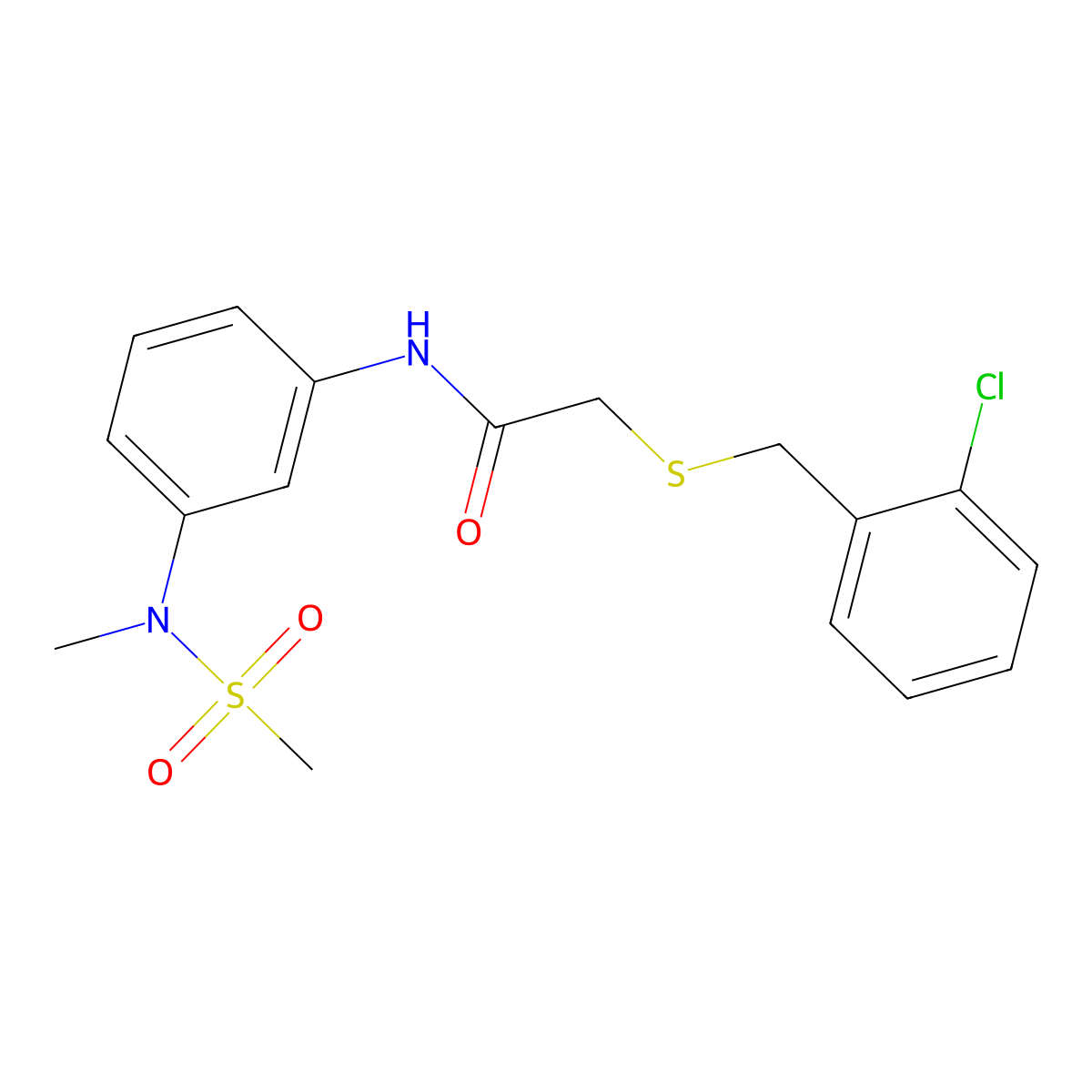 2-[(2-chlorobenzyl)sulfanyl]-N-{3-[methyl(methylsulfonyl)amino]phenyl}acetamide molecular structure, CAS 693820-82-5