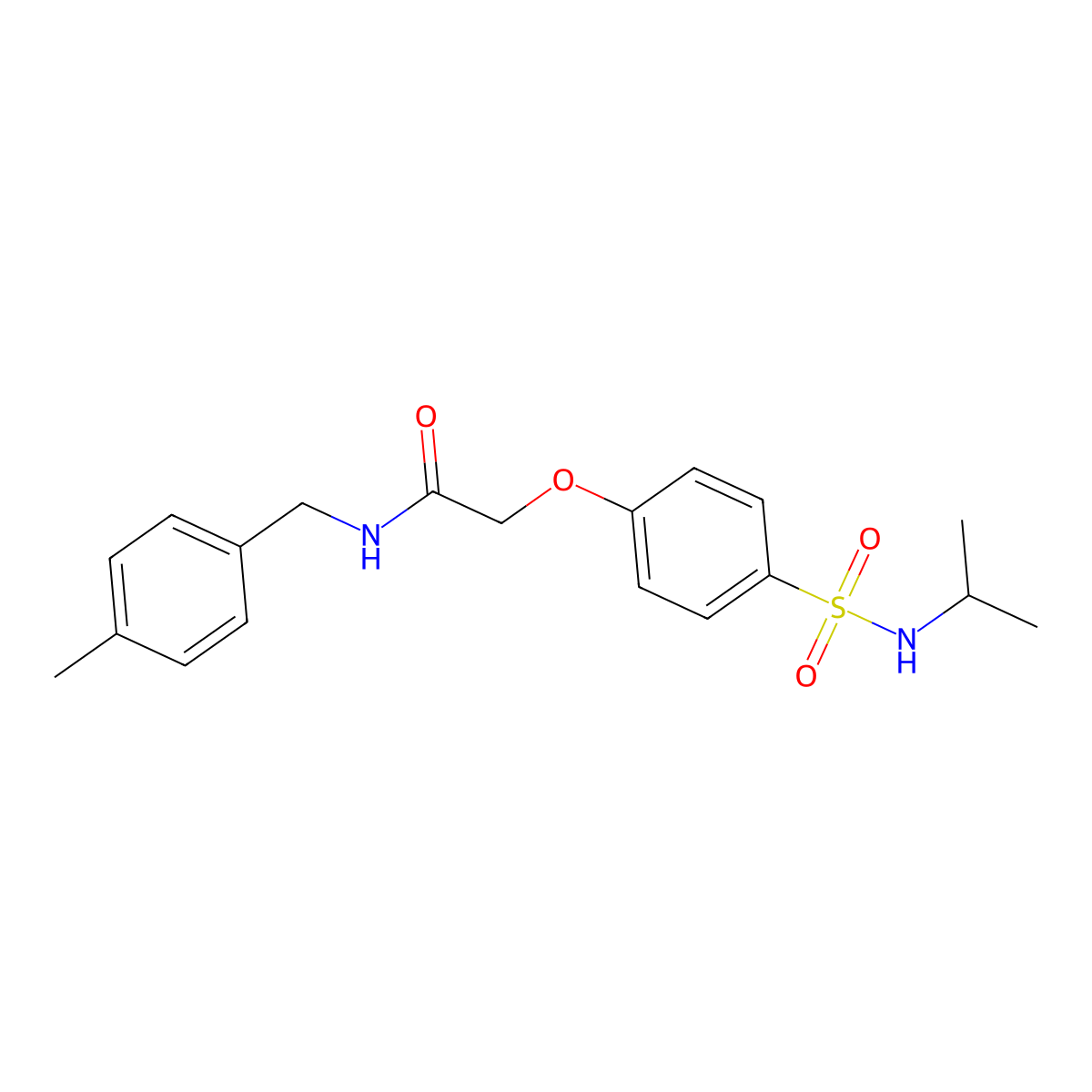 N-(4-methylbenzyl)-2-[4-(propan-2-ylsulfamoyl)phenoxy]acetamide molecular structure, CAS 693821-04-4